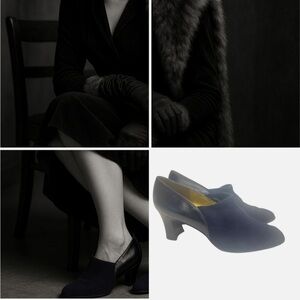 VTG STUART WEITZMAN Suede Leather Bootie Heels 8 Dark Academia Glam Jazz Revival